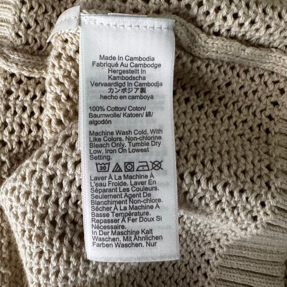 J. CREW Sweater Large Crew Neck Solid & Open Knit Textures Natural Fiber Cream - Picture 9 of 11